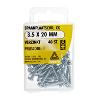 Deltafix spaanplaatschroef pozidrive cilinderkop 3,5x20mm 40st