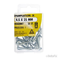 Deltafix spaanplaatschroef pozidrive cilinderkop 4,5x25mm 25st