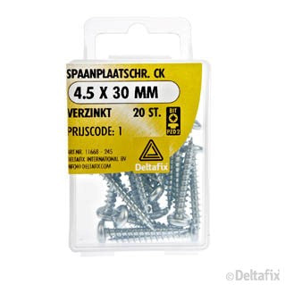 Deltafix spaanplaatschroef pozidrive cilinderkop 4,5x30mm 20st