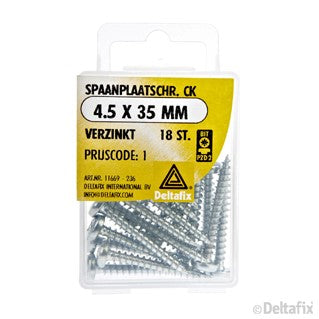 Deltafix spaanplaatschroef pozidrive cilinderkop 4,5x35mm 18st