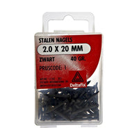 Deltafix nagels afgeplatte bol-verzonken kop gehard zwart 2x20mm