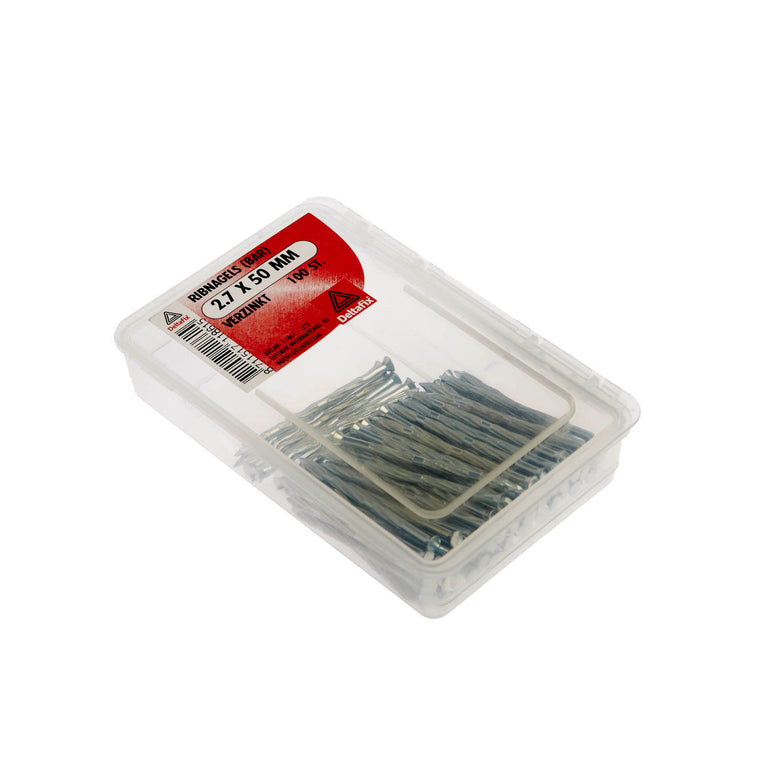 Deltafix ribnagels verzonken kop verzinkt staal 2,7x50mm 100st