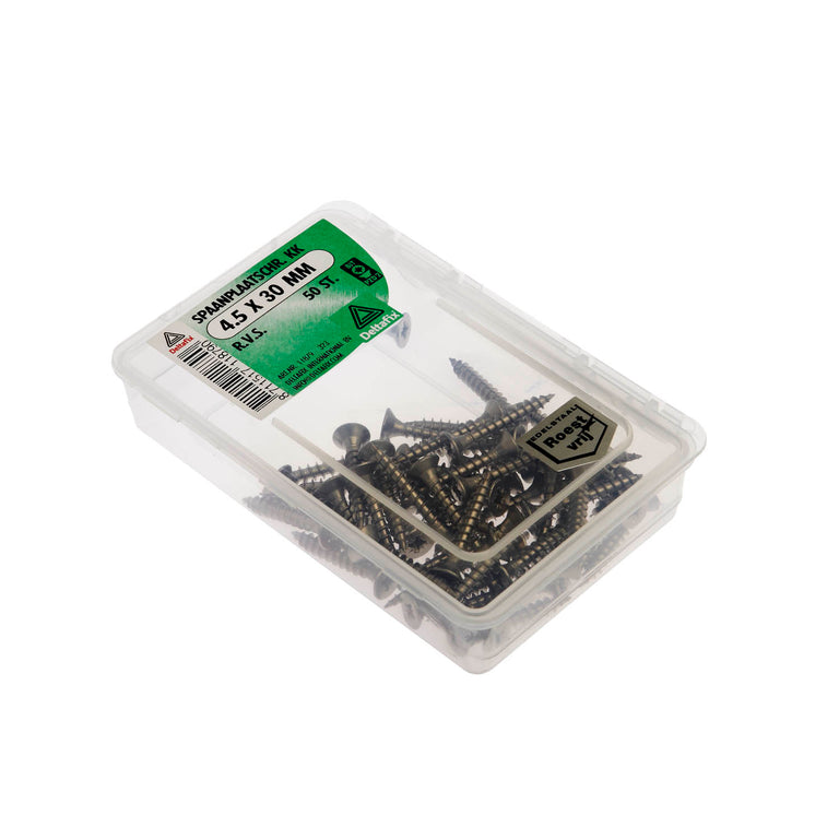 Deltafix spaanplaatschroef pozidrive platkop 4,5x30mm 50st