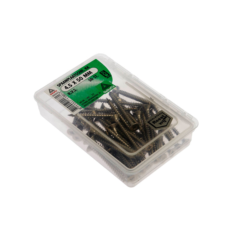 Deltafix spaanplaatschroef pozidrive platkop 4,5x50mm 50st