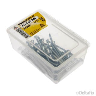 Deltafix spaanplaatschroef pozidrive platkop 4x60mm 50st
