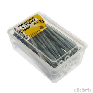 Deltafix spaanplaatschroef pozidrive platkop 6x100mm 50st