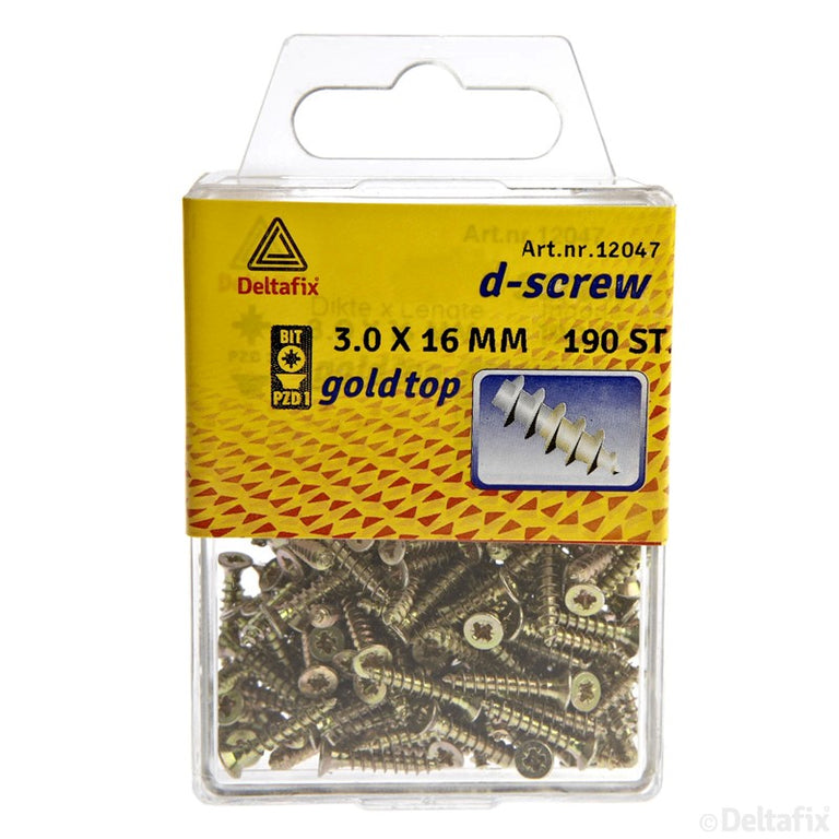 Gold-Top spaanplaatschroef platkop verzinkt 3x16mm 190 stuks