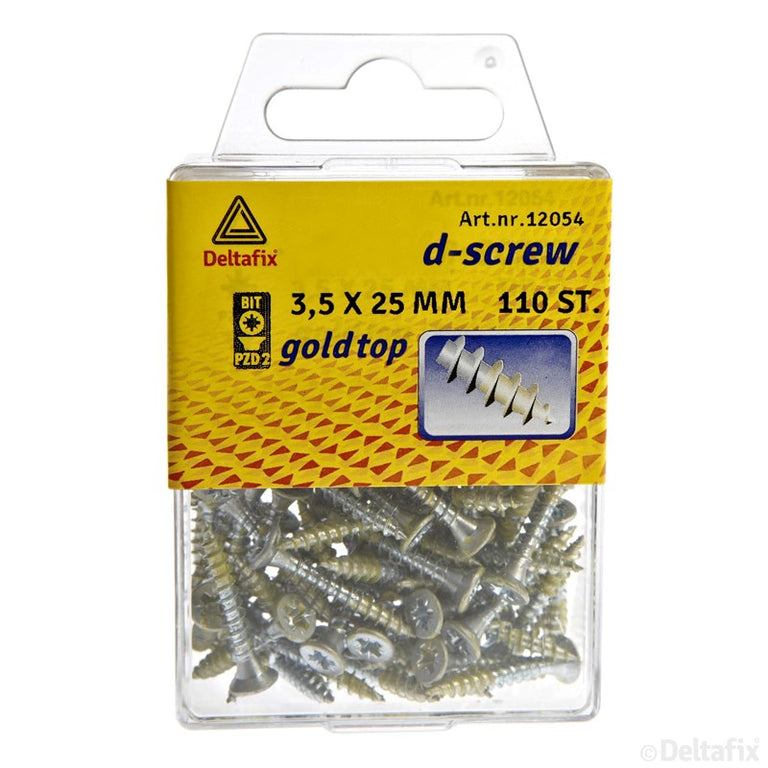 Gold-Top spaanplaatschroef platkop verzinkt 3,5x25mm 110 stuks