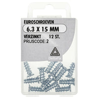Deltafix euroschroef pozidrive verzonken kop 6,3x15mm 12st