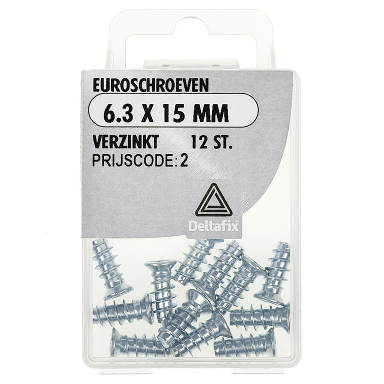 Deltafix euroschroef pozidrive verzonken kop 6,3x15mm 12st