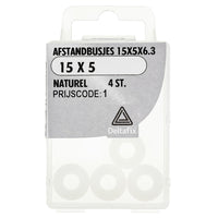 Deltafix afstandbus nylon 15x5x6,3mm 4st

