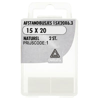 Deltafix afstandbus nylon 15x20x6,3mm 2st
