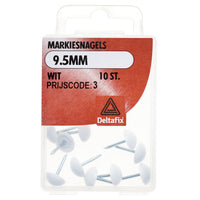 Deltafix markiesnagels ronde kop staal, kunststof wit 9,5mm 10st