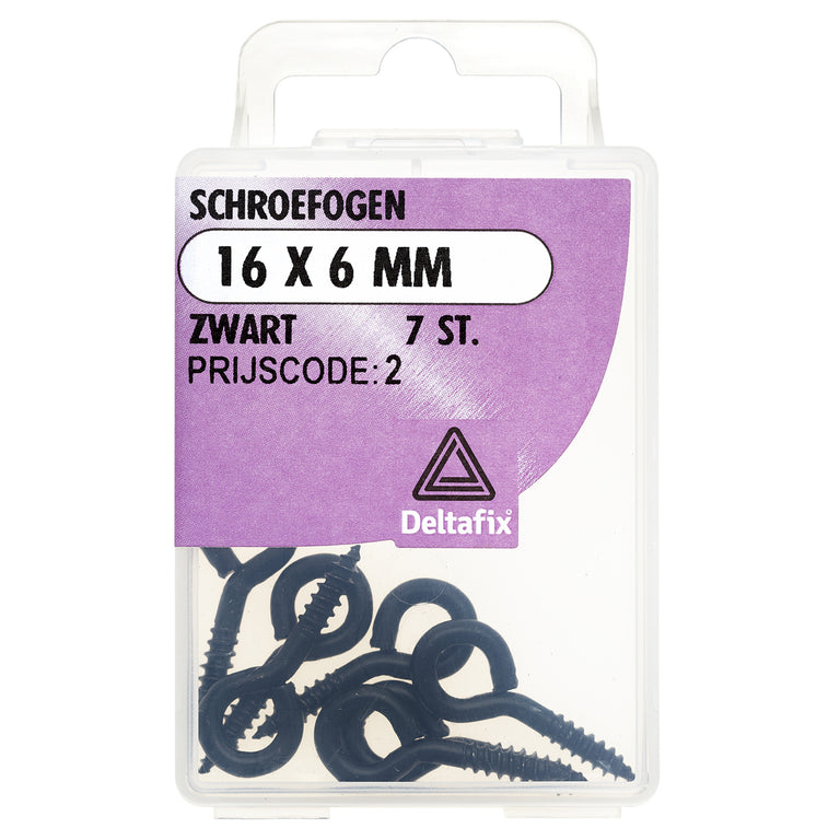 Deltafix schroefoog gecoat metaal zwart 16x6mm 7st