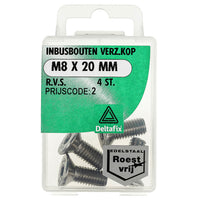 Deltafix inbusbout RVS M8x20mm 4st