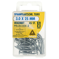 Deltafix spaanplaatschroef platkop 3x25mm 45st