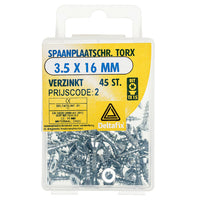 Deltafix spaanplaatschroef platkop 3,5x16mm 45st