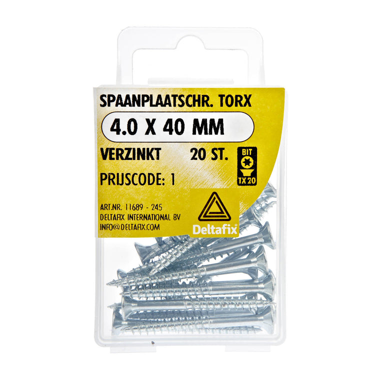 Deltafix spaanplaatschroef platkop 4x50mm 15st