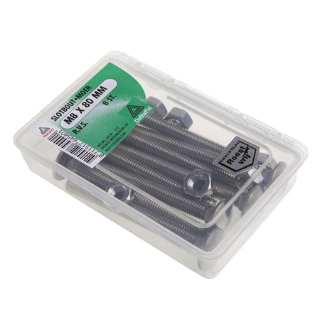 Deltafix slotbout met moer RVS M8x30mm 12st