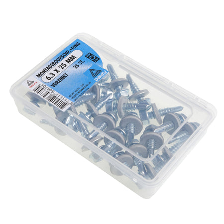 Deltafix montageschroef met ring zeskant staal 6,3x38mm 25st
