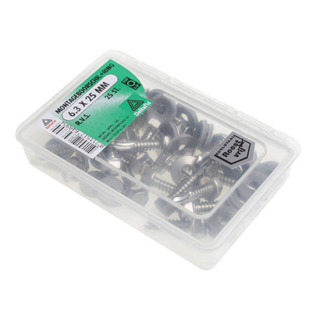 Deltafix montageschroef met ring zeskant RVS 6,3x32mm 25st
