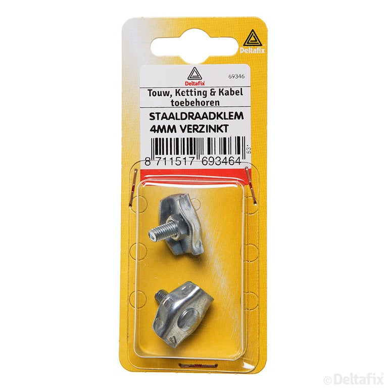 Deltafix staaldraadklem 4mm verzinkt staal 2st