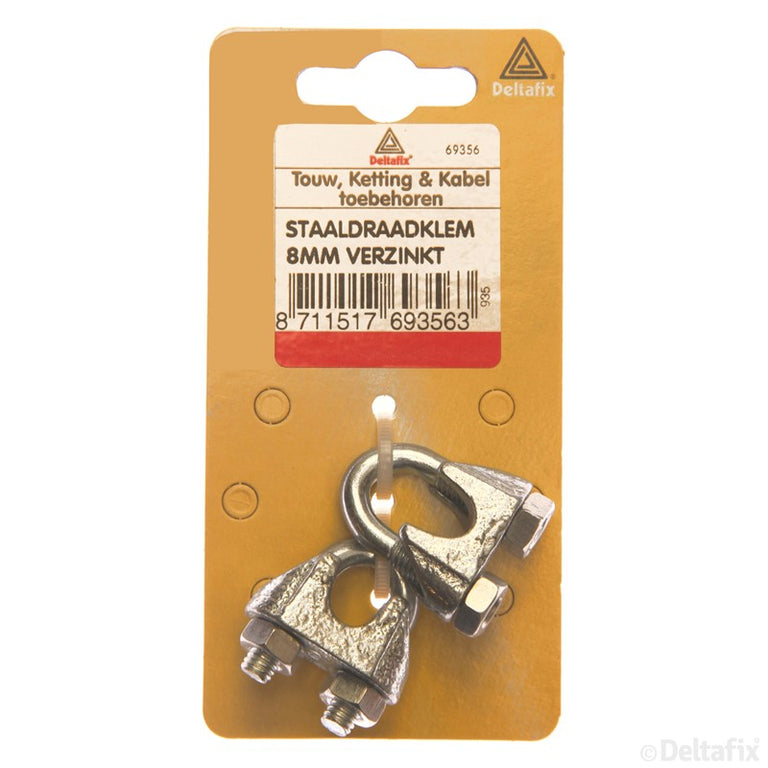 Deltafix staaldraadklem 8mm verzinkt staal 2st