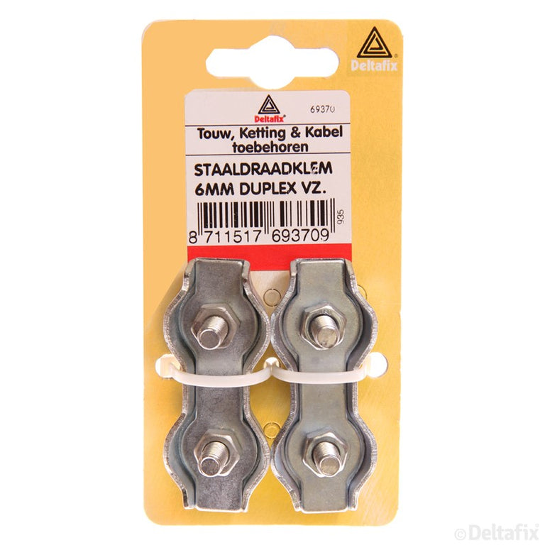 Deltafix staaldraadklem duplex 6mm verzinkt staal 2st