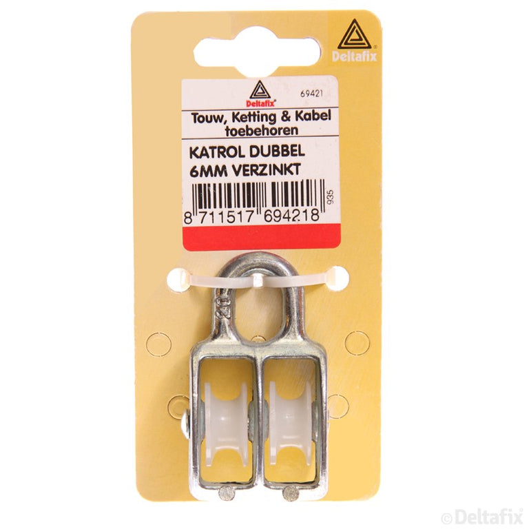 Deltafix hijskatrol dubbel 6mm verzinkt staal met kunstof wiel