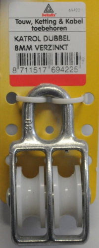 Deltafix hijskatrol dubbel 8mm verzinkt staal met kunstof wiel