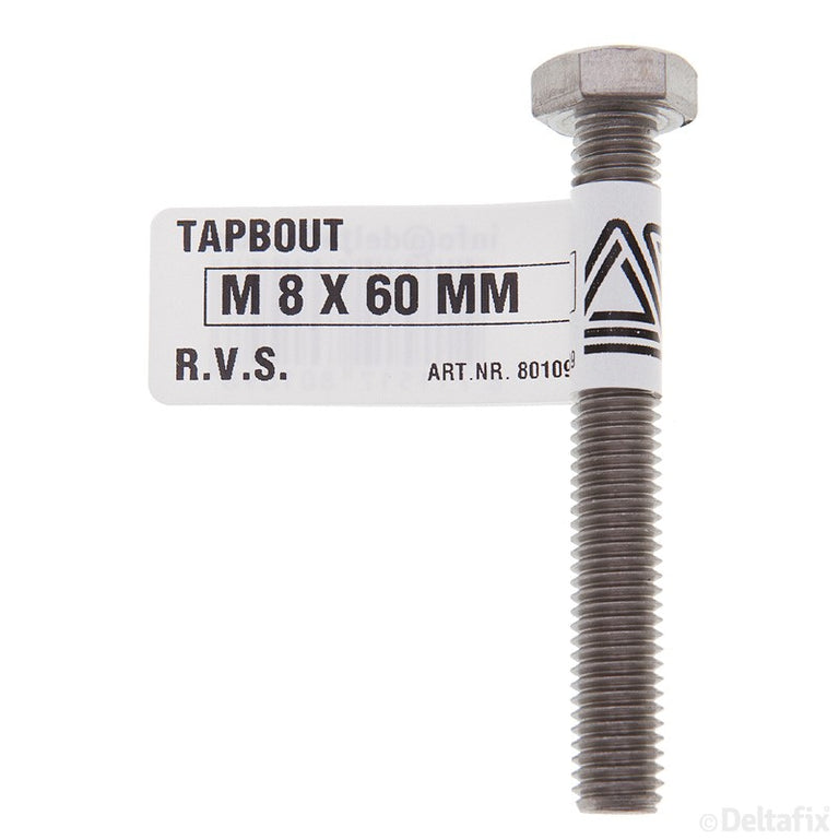 Deltafix zeskanttapbout RVS M8x60mm