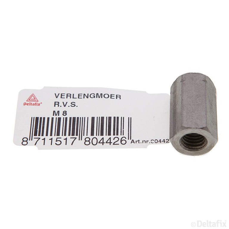 Deltafix verlengmoer RVS M8