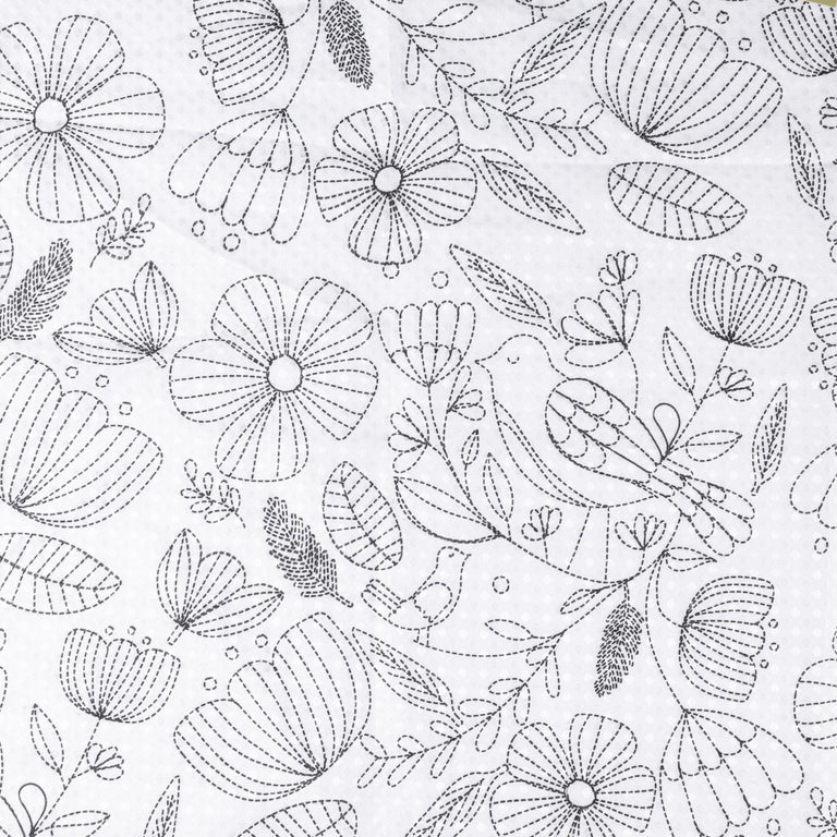 Differnz douchegordijn Flower polyester wit, zwart 120x200cm