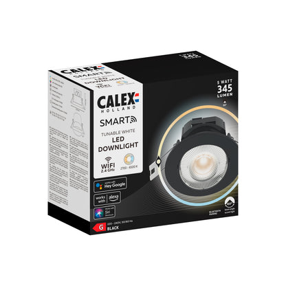 Calex LED inbouwspot Smart zwart ⌀8,5cm dimbaar