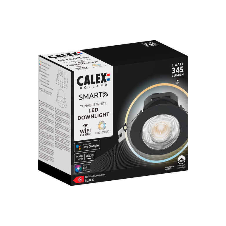 Calex LED inbouwspot Smart zwart ⌀8,5cm dimbaar