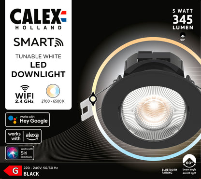 Calex LED inbouwspot Smart zwart ⌀8,5cm dimbaar