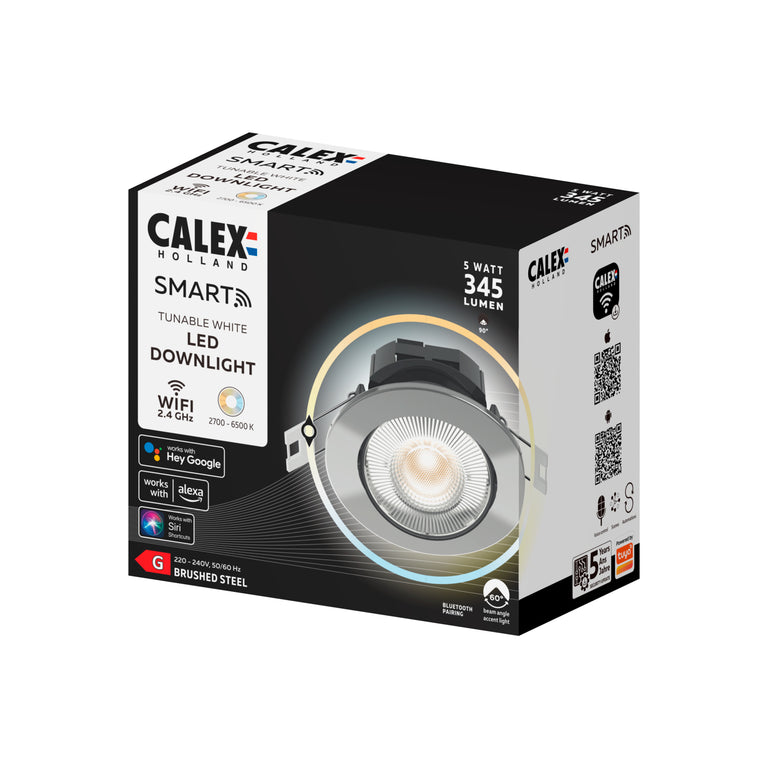 Calex LED inbouwspot Smart RVS ⌀8,5cm dimbaar