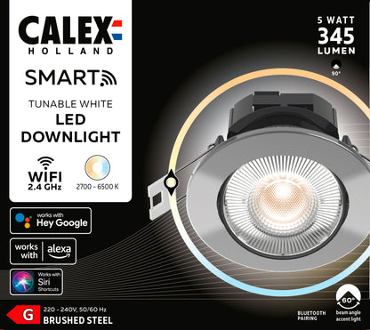 Calex LED inbouwspot Smart RVS ⌀8,5cm dimbaar