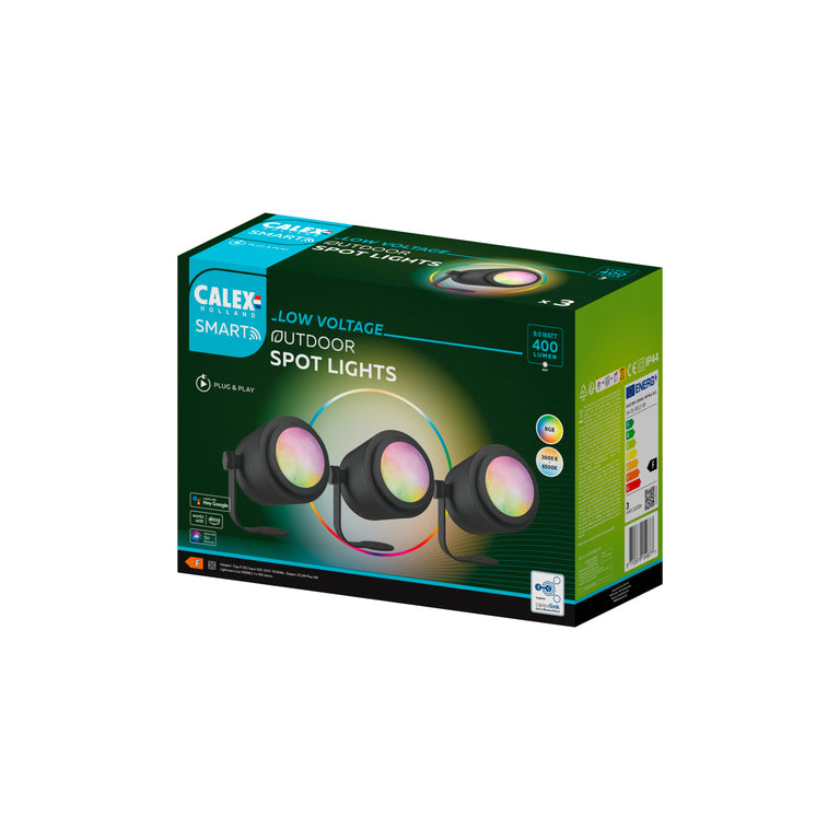 Calex LED buitenlamp Smart outdoor spotlights zwart 3st