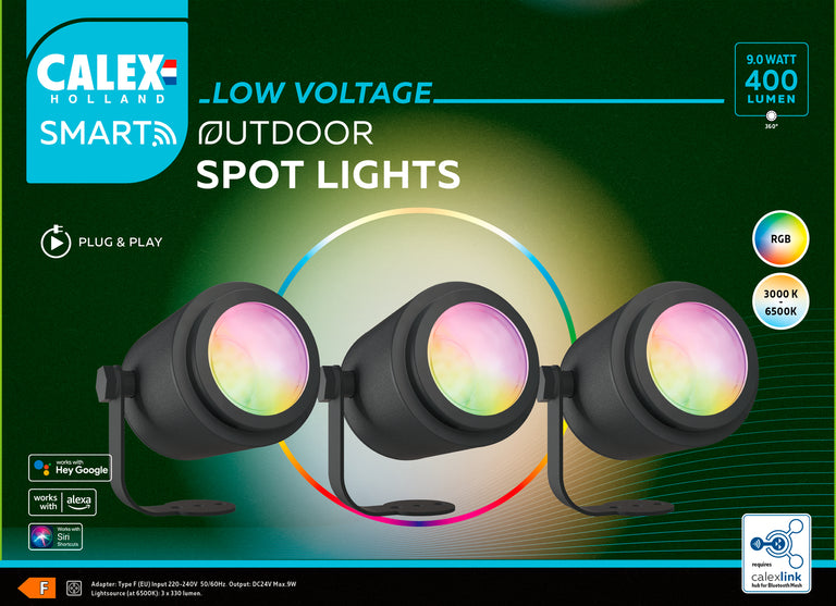 Calex LED buitenlamp Smart outdoor spotlights zwart 3st