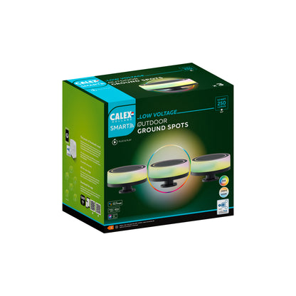 Calex LED buitenlamp Smart outdoor grondspot zwart 3st