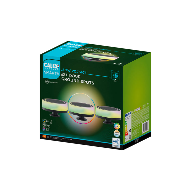 Calex LED buitenlamp Smart outdoor grondspot zwart 3st