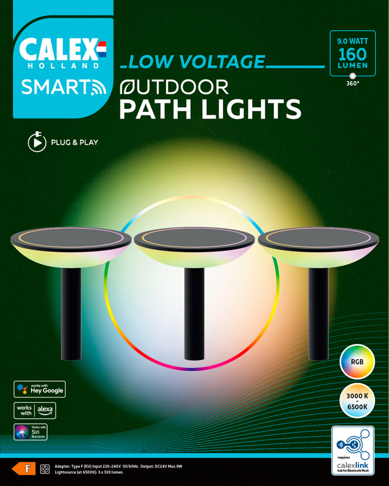 Calex LED buitenlamp Smart outdoor pathlights zwart 3st