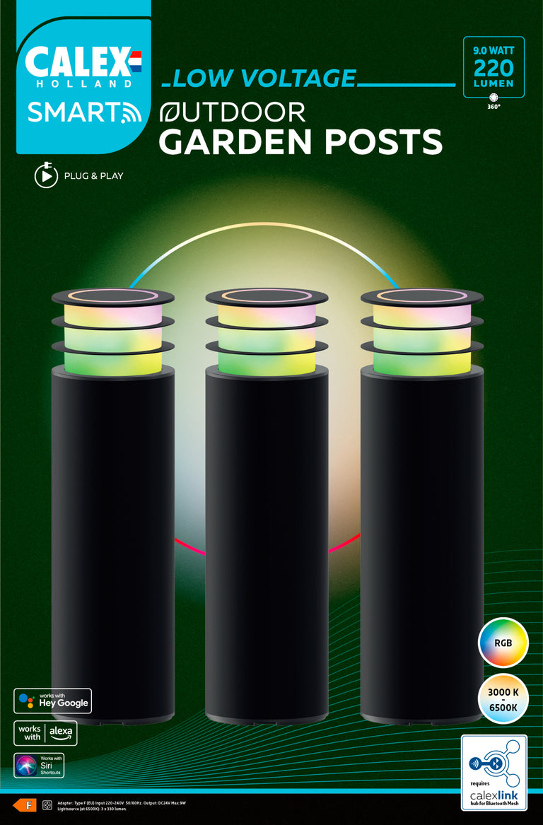 Calex Led buitenlamp Smart outdoor sokkel zwart 3st