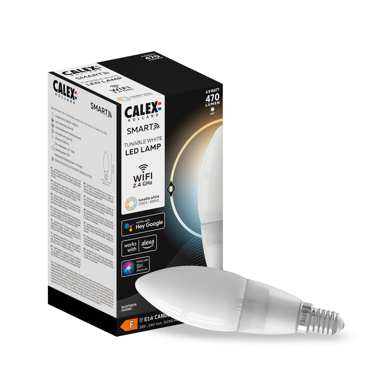 Calex Smart LED filament kaars dimbaar E14 melk dual white 5W 470LM