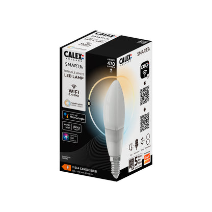 Calex Smart LED filament kaars dimbaar E14 melk dual white 5W 470LM