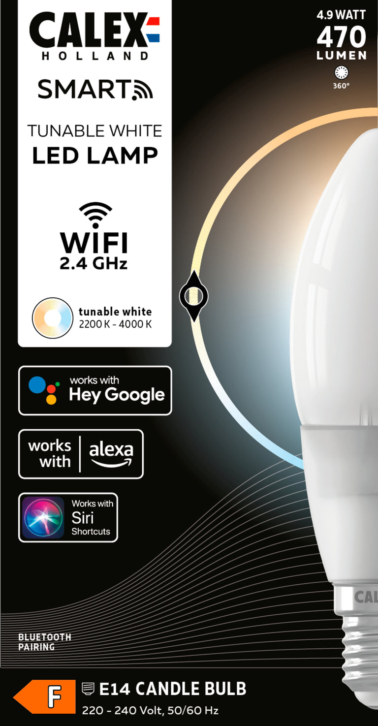Calex Smart LED filament kaars dimbaar E14 melk dual white 5W 470LM