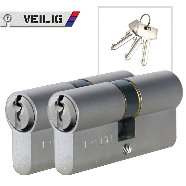 Veilig S6 veiligheidsprofielcilinder 30/30 zilver 2st