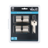 Veilig S6 veiligheidsprofielcilinder 30/30 zilver 4st