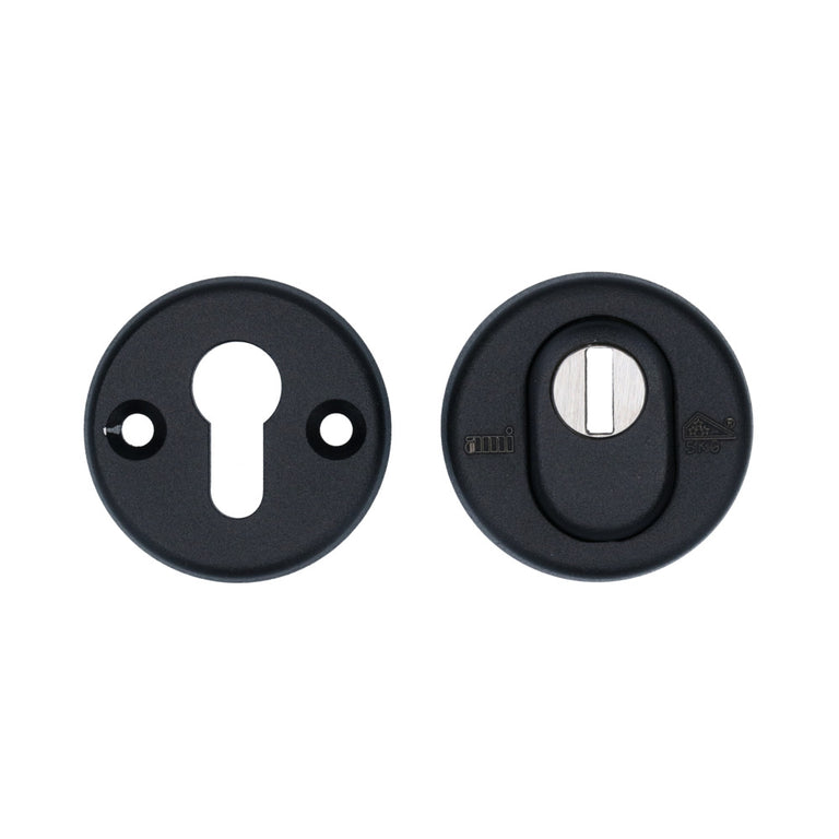 Veilig veiligheidsrozet op rozet zwart rond aluminium SKG***